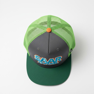 Gorra Trucker Deportiva de 6 Paneles con Logotipo Personalizado Bordado en 3D, Malla Gris y Verde Neón, Cierre a Presión, Premium, Dos Tonos, Transpirable y Cómoda - Product Image 5