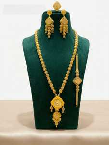 Ensemble de bijoux en cuivre plaqué or 24 carats pour femmes, 4 pièces, de haute qualité, élégant, fait à la main, cadeau pour mariage, fiançailles, anniversaire - Product Image 3