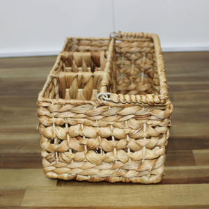Eco-Friendly Water Hyacinth <b>Rectangular</b> <b>Storage</b> Caddy 3 Compartments Handles Home Decor - Product Image 6