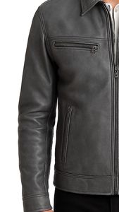 Men’s slim-fit performance <b>jacket</b> made from glossy <b>sheepskin</b> leather. - Product Image 4