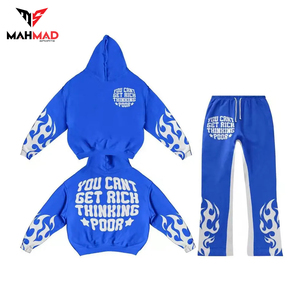 Conjunto Deportivo de Dos Piezas para Hombre, Sudadera con Capucha Oversize y Hombros Caídos, con Estampado Gráfico Personalizado Vintage, Venta al Por Mayor - Product Image 4