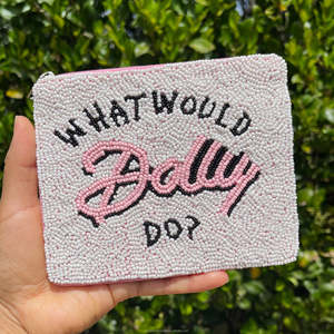 Trendy Would Dolly Do Beaded Clutch Bag Handmade Embroidered <b>Sequin</b> Zipper Pouch for White Statement Purse Gift Unisex - Product Image 6