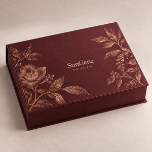 Caja de Embalaje Magnética Personalizada para Paleta de Maquillaje, Estilo Libro, con Ilustraciones Botánicas en Bronce - Product Image 3