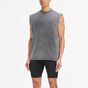 Débardeur de sport pour homme de haute qualité, léger, respirant, coupe oversize, effet délavé vintage, personnalisable - Product Image 3