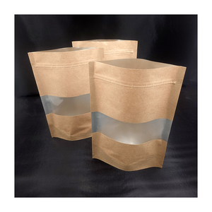 คราฟท์ยืนขึ้นหน้าต่างสำหรับบรรจุภัณฑ์อาหารโลโก้ที่กำหนดเอง - Product Image 1