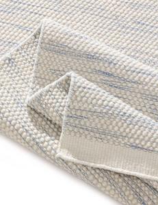 Alfombra Durrie Geométrica de Algodón Hecha a Mano, Tejido Plano Indio, Color Beige Natural y Azul, Moderna, para Sala de Estar o Dormitorio - Product Image 2