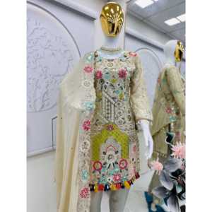 Conjunto de traje de fiesta de diseñador para mujer con parte superior inferior Dupatta-Aspecto elegante y elegante - Product Image 2