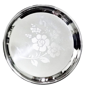 Assiettes de présentation rondes en acier inoxydable poli, classiques, argentées, compatibles lave-vaisselle - Product Image 3