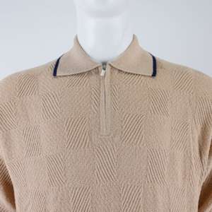 Spring Summer Short Sleeve <b>Checkered</b> Pattern Ribbed Men's <b>Top</b> Zipper Polo Neck Men's Cotton Knit Sweater - Product Image 5