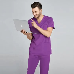 Uniforme Médico Rosa Premium Personalizable, Uniforme de Enfermera de Hospital, Blusa con Cuello en V, Pantalones Cargo, Ropa de Trabajo para Médicos y Enfermeras, Ropa Clínica - Product Image 3