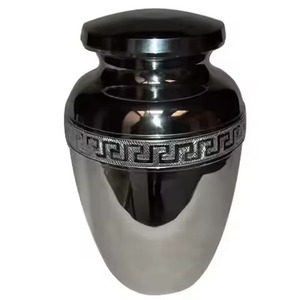 Black & Gold Color Hot Selling Pet Caskets Pet Cremation <b>Urns</b> and Metal Memorial <b>Cat</b> Dog Pet <b>Urns</b> for Ashes From India - Product Image 2