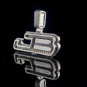 Personalizado Blanco y Negro Dos Tonos Moissanite Diamante Dos Capas Hip Hop 925 Starling Plata Diamante Colgante - Product Image 3