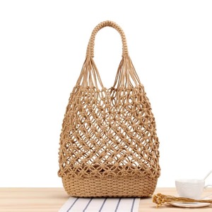 Sac fourre-tout de plage en paille tressée ajourée, sac à bandoulière léger en tricot pour femme, usage quotidien en extérieur - Product Image 1