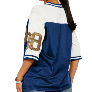 Camiseta Oversize de Fútbol Americano para Mujer, Estilo Urbano con Bloques de Color y Malla, Diseño Gráfico de Número Camuflado, Camiseta Deportiva Holgada de Malla con Estampado Camuflaje USA - Product Image 2