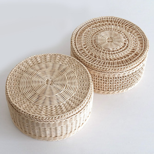 Contenedores de almacenamiento de ratán tejidos a mano, caja multiusos, organizador doméstico, accesorio. - Product Image 4