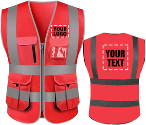 Chaleco de Seguridad Reflectante de Poliéster Fluorescente Amarillo de Alta Visibilidad ANSI Clase 2, Diseño Multibolsillos para Trabajo al Aire Libre - Product Image 6