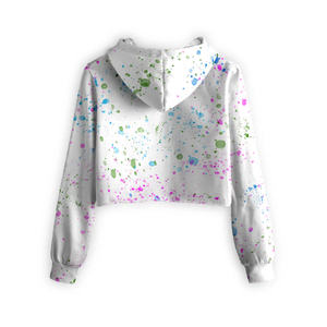 Sudadera con capucha recortada de gran tamaño de otoño para mujer, sudadera con estampado forrado de invierno, Jersey bordado con logotipo personalizado, venta al por mayor - Product Image 2