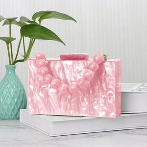 Handmade <b>Unique</b> Resin Clutch with Intricate Floral Design Polished Metal Handle and Flower By HF Crafts - Product Image 5