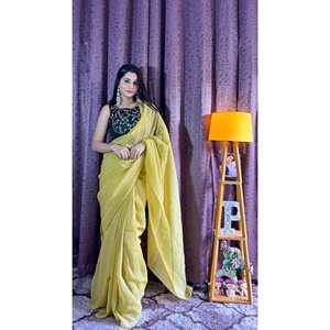 Lentejuelas de mujer y Dori Work Saree y blusa para fiesta - Product Image 5