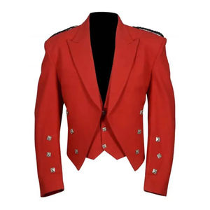 Veste de Costume Écossaise Classique Rouge Prince Charlie Élégante pour Homme, 100% Laine, Motif Uni, Hiver, Service OEM Disponible - Product Image 1