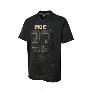 เสื้อเจอร์ซีย์อเมริกันฟุตบอลสีดำทองสำหรับผู้หญิง แบบสั่งทำพิเศษ พร้อมงานปักคุณภาพสูง ทรงโอเวอร์ไซส์ สไตล์สตรีทแวร์ ระบายอากาศได้ดี เหมาะสำหรับเล่นกีฬา - Product Image 4