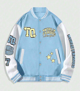 Blouson universitaire unisexe personnalisé 2026 en toile vintage style urbain, col montant, coupe large coupe-vent, design décontracté pour l'hiver - Product Image 1