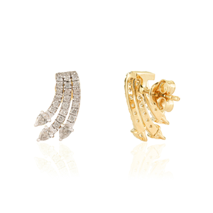 Women's Trendy Unique Design Natural Diamond 14K Solid Yellow Gold Wings Shape <b>Stud</b> <b>Earrings</b> Handmade Latest Jewelry Collection - Product Image 5