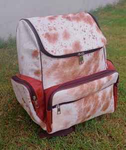 Genuine Leather Hair Cowhide <b>Backpack</b> <b>Large</b> Capacity 20-35L Travel School Laptop Bag Zipper Letter Multi-function Unisex - Product Image 2