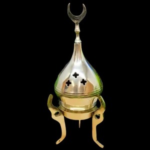 With Chain Hanging Brass Incense <b>Burner</b> With Perforated Lid And Twisted Handle Religious Use All-Season Aromatic Diffuser - Product Image 2