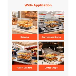 Scaldavivande Commerciale a 2 Livelli con Illuminazione 450W, Ripiani Rimovibili e Porta a Doppia Faccia, Attrezzatura per Mantenimento Calore 85 Pollici - Product Image 6
