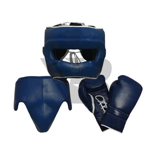 ชุดฝึกซ้อมมวยแบบมืออาชีพใหม่ ผลิตจากหนังแท้ ประกอบด้วยนวมชกมวย หมวกป้องกันศีรษะ และอุปกรณ์ป้องกันอวัยวะเพศชาย - Product Image 2