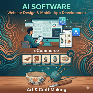 ซอฟต์แวร์ AI ออกแบบเว็บไซต์และพัฒนาแอปมือถือศิลปะอีคอมเมิร์ซ & งานฝีมือทำซอฟต์แวร์ AI สำหรับ shopify WordPress CRM ERP Ai - Product Image 1