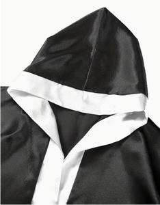 HAWK SPORTS INDUSTRIES Robe de boxe à capuche en polyester durable pour arts martiaux, noir et blanc, toutes saisons - Product Image 3