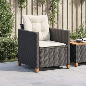 Sedia da giardino in rattan PE bianco crema 24 x 26,4 x 27,2 pollici, colore nero - Product Image 3
