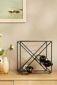 Metal Tabletop Wine Rack - Black Iron Wine Bottle Holder Stand for Home <b>Bar</b> & Kitchen Storage (6 Bottle Capacity) - Product Image 6