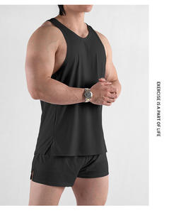 High Quality Custom Men's Gym Tank Top Solid Color Quick Dry Tank Many Options Latest Design Knitted Weaving Customized <b>Logo</b> - Product Image 2