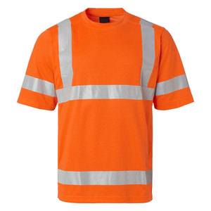 New Arrival Men's High Vis Safety Work T Shirt Orange Color Reflective Stripes Short Sleeve High Visibility T-Shirts - Product Image 1