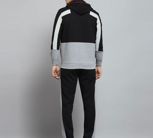 Survêtement d'hiver chaud à capuche pour homme, en molleton épais, écologique, à manches longues, imprimé uni, en polyester/coton, vente en gros - Product Image 3