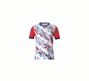T-shirt à manches courtes et col rond en jersey géométrique imprimé par sublimation sur toute la surface, de qualité supérieure, décontracté et tendance pour hommes et femmes - Product Image 1