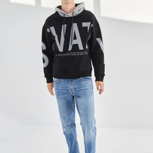 Sweat à capuche décontracté pour homme, anti-plis, en polaire écologique, imprimé Asali, respirant, en coton et polyester - Product Image 4
