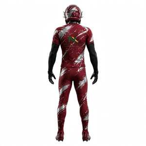 ชุดฟุตบอลลายเพ้นท์สีแดงเลือดหมูและสีเงินสำหรับผู้ชาย NEXTEX พร้อมกางเกงแบบซับลิเมชั่น - Product Image 2