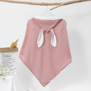 Serviette de bain à capuche en coton rose pour enfants, couleur unie, douce pour la peau, lavable en machine, serviette à capuche pour enfants - Product Image 1
