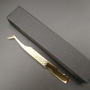 Customized Brand Gold Plated Stainless Steel Eyelash Tweezers Professional Lash Extension <b>Precision</b> <b>Tool</b> - Product Image 3