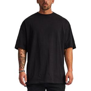 Camiseta Negra Extra Grande para Hombre, Manga Corta, Cuello Redondo, Color Sólido, Informal, Tejida, 100% Algodón Jersey - Product Image 1