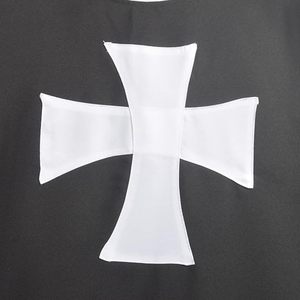 Cape de Chevalier Médiéval à Croix Templière Noire à Capuche, Costume Unisexe en Polyester Imprimé, Tenue de Crusader Renaissance pour Fête d'Halloween - Product Image 5