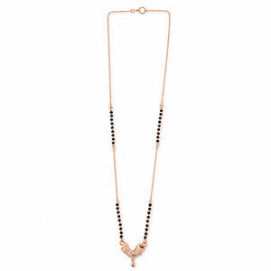 Collar Mangalsutra Geométrico de Oro Rosa de 18K con Detalles de Diamantes, Cuentas Negras, Alto Brillo, Regalo de Boda para Mujer, Joyería para Fiesta - Product Image 5