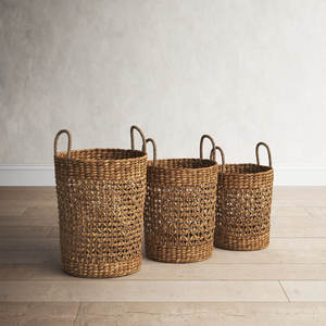 Handmade Woven <b>Seagrass</b> <b>Storage</b> <b>Basket</b> with Handles Decorative and Functional for Home Use - Product Image 4