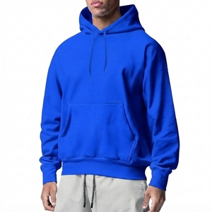 Men's <b>Navy</b> Blue Hooded <b>Sweatshirt</b> Loose Fit Polyester/Cotton Fleece Anti-Wrinkle Casual Pullover Front Pocket Autumn Wear 260g - Product Image 5