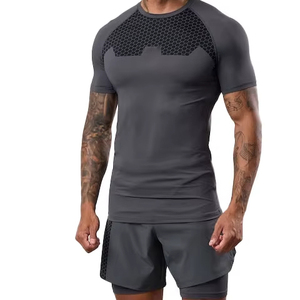 OEM custom <b>compression</b> <b>shirts</b> <b>men</b> performance fit polyester quick dry breathable fabric for gym running and active training - Product Image 1