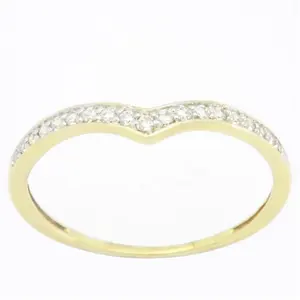 OEM V Shape Light Weight Ring Gold Plating In 18K Yellow Gold Round Diamond Bridal Wedding 0.11ct Finger Ring